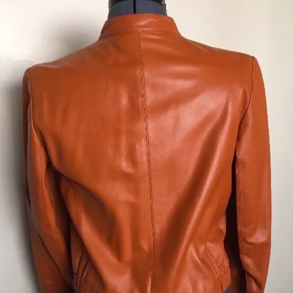 NOS Valentino Roma Leather Jacket ITALY Orange - Picture 2 of 8